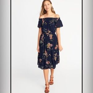 NWT Old Navy Navy Floral Midi Dress - Size Small
